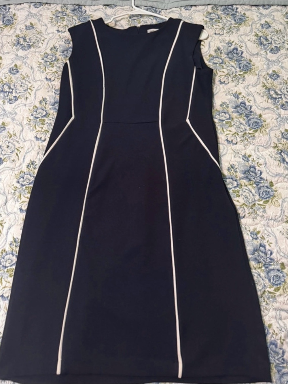Shelby & Palmer Navy Midi Dress with White Piping